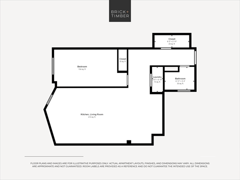 Floor plan for 1 bed, 1 bath, 902 sqft